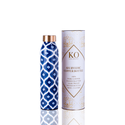 Kansa OrganicsStylish Copper Bottle - Blue Pattern - M.S Skincare