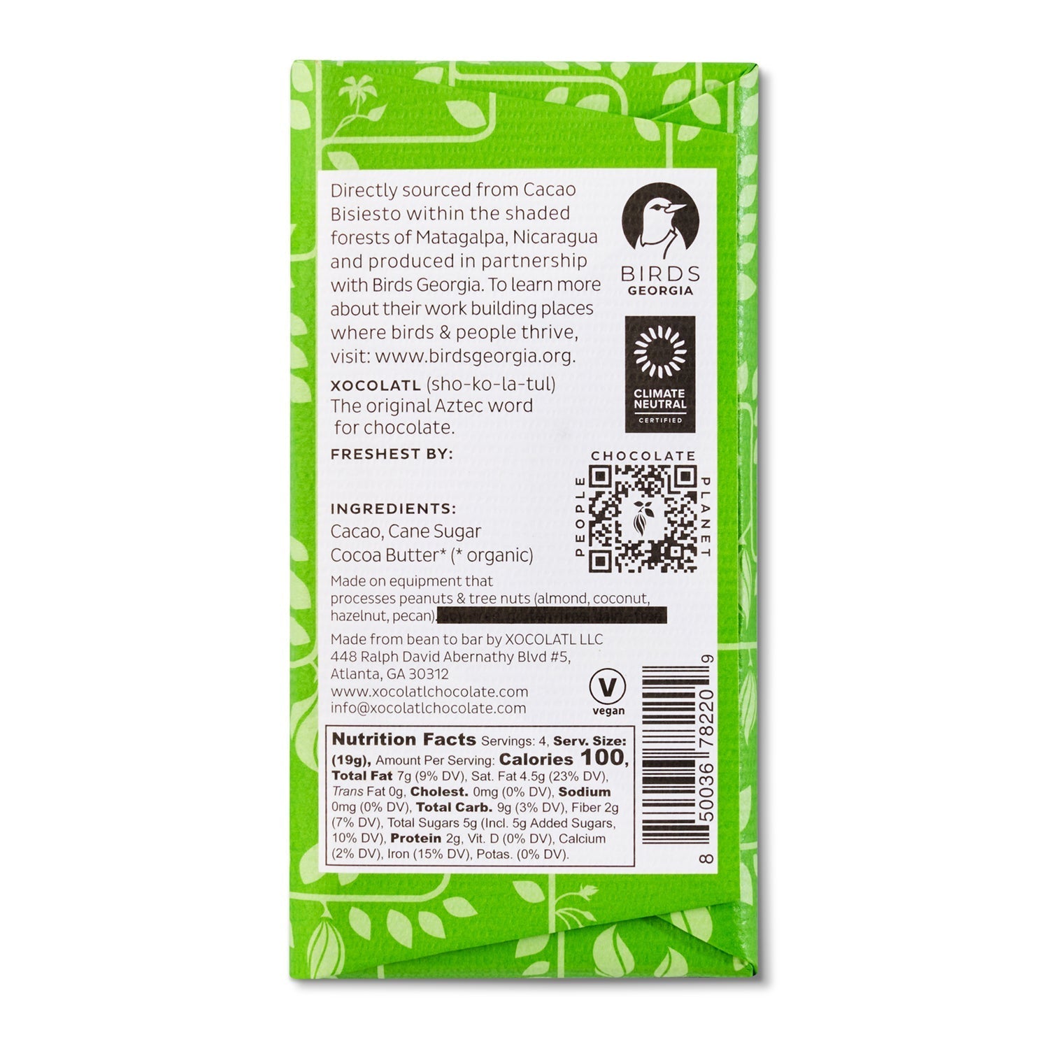 Xocolatl Small Batch ChocolateMatagalpa, Nicaragua, 72% Dark Chocolate Bar - M.S Skincare